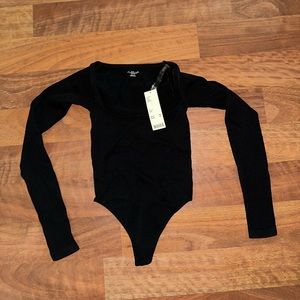 NWT Urban Outfitters Black Ribbed Thong Bodysuit